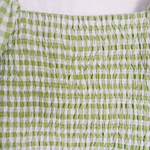 Mimosa, Crop Top,  Green/White Gingham Check, Puffy Sleeves, Small Western Style - Picture 8 of 13